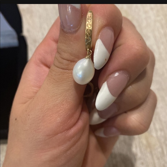 18k real gold not plated with natural pearl earring vintage - Picture 2 of 2